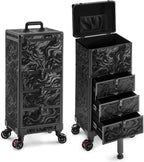 Rolling Makeup Train Case with 3 Drawers, Nail Trolley Cart Salon Station by Unknown