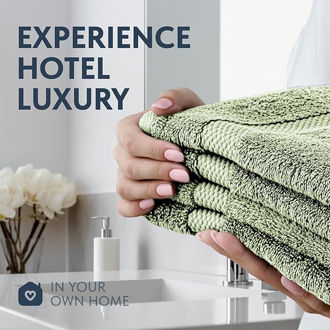 White Classic Luxury Light Green Hand Towels - Image 6