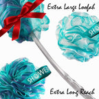 SHOWER BOUQUET 2-Sided-Loofah-Back-Scrubber & Bath-Sponge Set // - Image 6