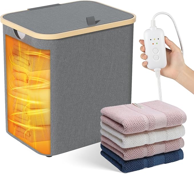 35L Large Towel Warmer/46L Laundry Basket, 2-in-1 Innovative Design, Foldable - Image 8