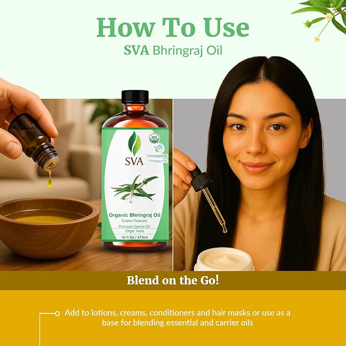 SVA Organic Bhringraj Oil 16oz Premium Carrier Oil - Image 6