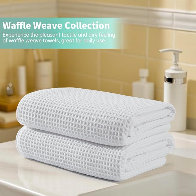 MICROFI New Microfiber Waffle Bath Towels, 2 Pieces, Fast Drying, Lint Free 430 - Image 6