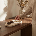 Beige Travertine Vanity Tray | Natural Stone Bathroom Organizer | Perfume & - Image 4