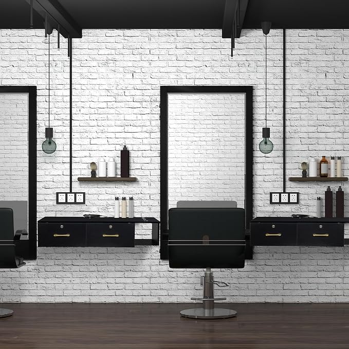 Wall Mount Styling Station for Hair Stylist, Wooden Hair Salon Station Storage - Image 6