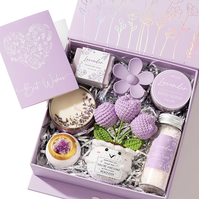 Spa Gifts for Women Bath Gift Set, Lavender Relaxing Spa Gift Baskets Home Bath by MAYICIVO