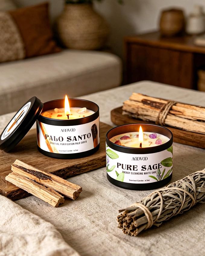 AOOVOO 4 Pack Sage Candles - Image 5