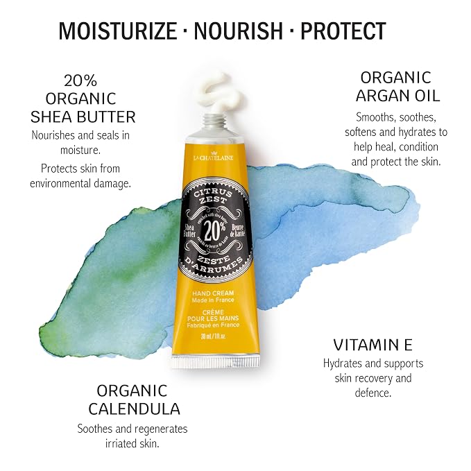 La Chatelaine 20% Shea Butter Hand Cream Travel Size, Organic Argan Oil - Image 2