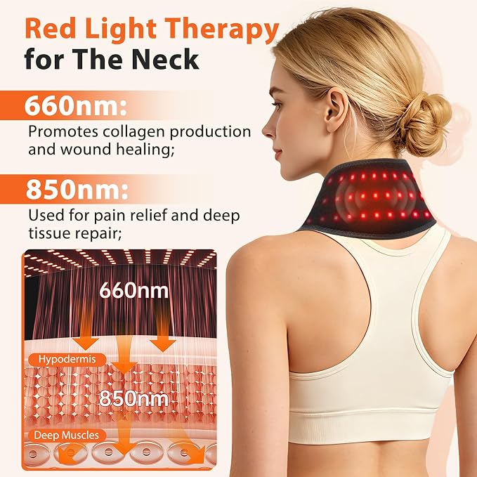 Neck Heating Pad with Massage, Heating Neck Wrap with 660nm 850nm Red Light - Image 2