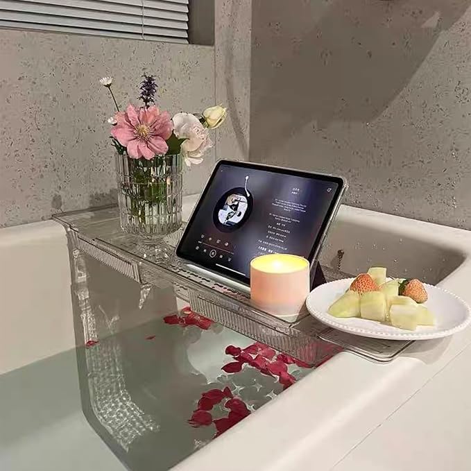 IEEK Expandable Bath Tray with Wine and Book Holder by IEEK