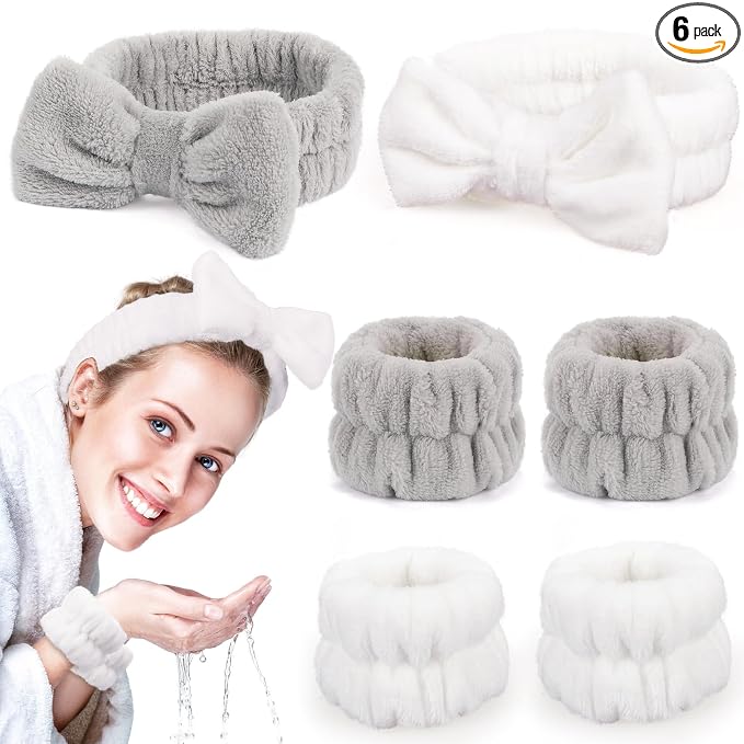 Spa Headbands for Women with Wristband Set: Facial Makeup Headbands for Girls & by EZIGO