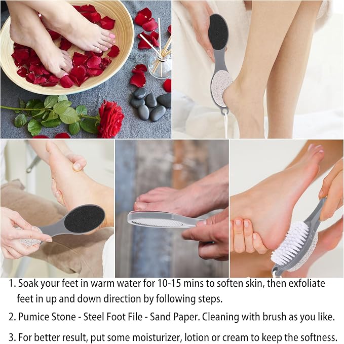 2 Pcs 4 in 1 Foot Scrubber Dead Skin Remover - Image 4
