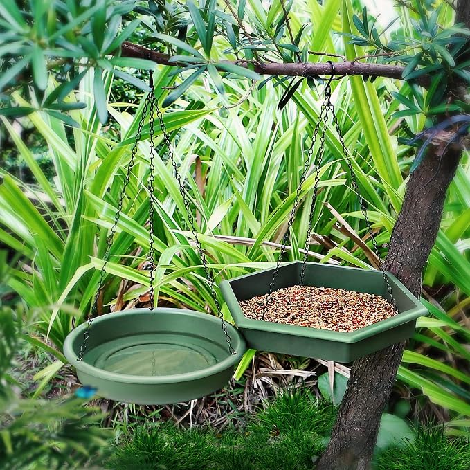 Hanging Bird Bath，2 in 1 XL Hanging Bird Feeder & Birds Bath - Image 6