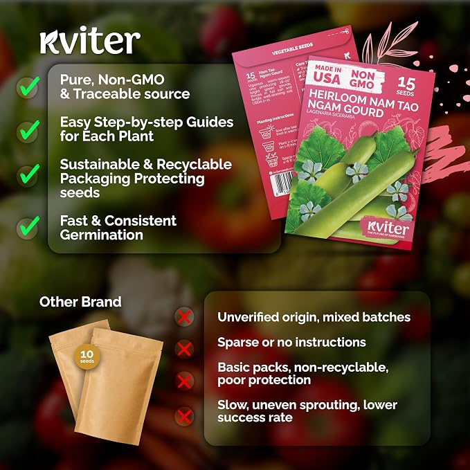 KVITER 15 Nam Tao Ngam Gourd Seeds – Calabash Bottle Gourd Seed Packets UPO - Image 5