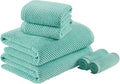 Madison Park Bathroom Towel Set of 6 Diagonal Ribbed, Turquoise 100% Cotton by MADISONPARK
