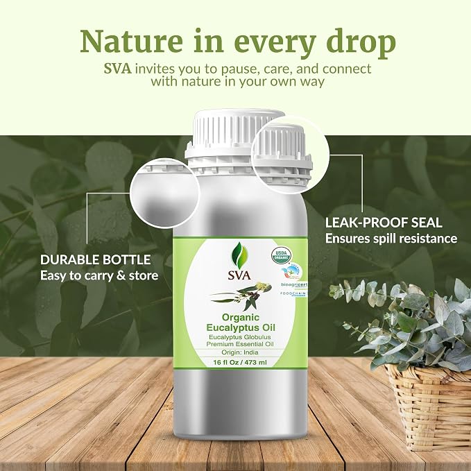 SVA Eucalyptus Essential Oil Organic – 16 Fl Oz – 100% Natural Organic - Image 7