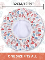 Years calm Terry Lined Shower Cap, Triple Layer Heart Motifs, Waterproof - Image 2