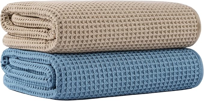 MICROFI New Microfiber Waffle Bath Towels, 2 Pieces, Fast Drying, Lint Free 430 by Unknown