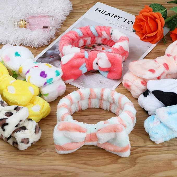 Hishexin 8 Pack Spa Headbands for Women, Soft Bow Skincare Headband for Washing - Image 6