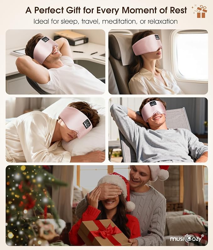 MUSICOZY 3D Silk Bluetooth Sleep Mask Headphones, Mulberry Silk Eye Mask - Image 9