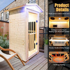 OUTEXER Outdoor Sauna Wooden Far Infrared Saunas Spa 1550W Low-EMF Dry Sauna - Image 4