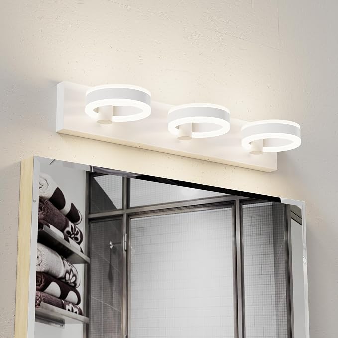 LED Bathroom Light Fixtures, 24inch White Vanity Lights, Modern 3 Light Acrylic - Image 7