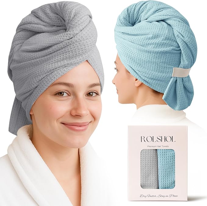 ROLSHOL 2 Pack Microfiber Hair Towel Wrap by ROLSHOL