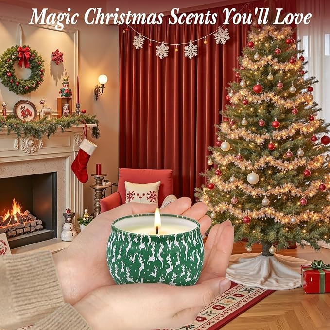 Christmas Candle Gift Set for Women, 4 Pack Long Lasting Soy Wax Candles - Image 3