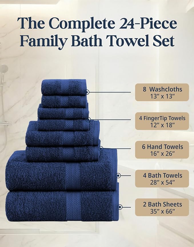 LANE LINEN 24 PCs Bath Towel Set - Image 3
