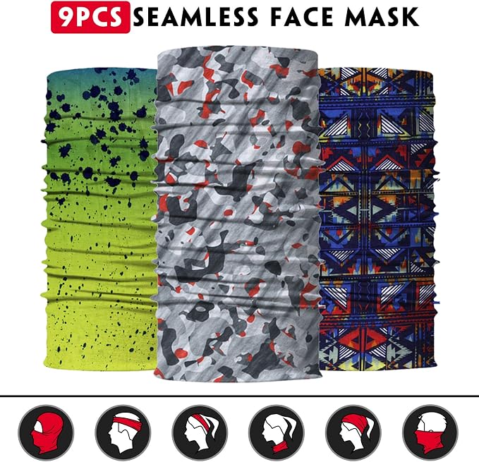 Venswell Neck Gaiter Face Mask Men Women, Seamless Bandana Rave Face Cover - Image 3