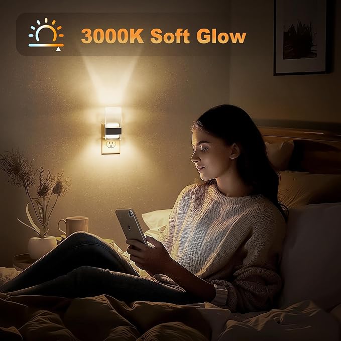 JandCase Night Lights Plug into Wall, Dusk to Dawn Sensor, 3000K Soft White LED - Image 5