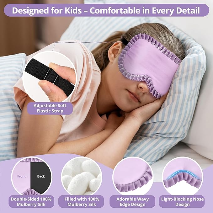 Kids Sleep Mask, 100% Real Mulberry Silk Eye Mask, Sleeping Mask - Image 3