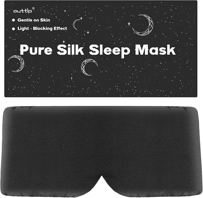 100% Mulberry Silk Sleep Mask for Women & Men Beauty Sleep, Adjustable by outtip