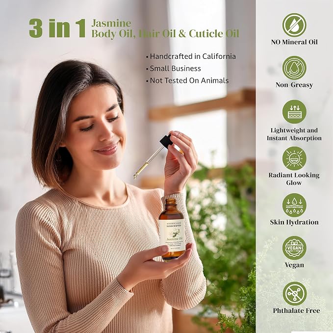 Jasmine Body, Hair & Nail Oil: Nourishing & Fast-Absorbing, Lightweight Glow - Image 3