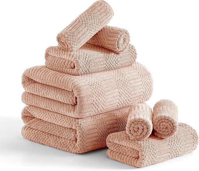 8 Piece Bath Towel Set-2 Oversized Bath Sheets, 2 Hand Towels, 4 by Ycosy