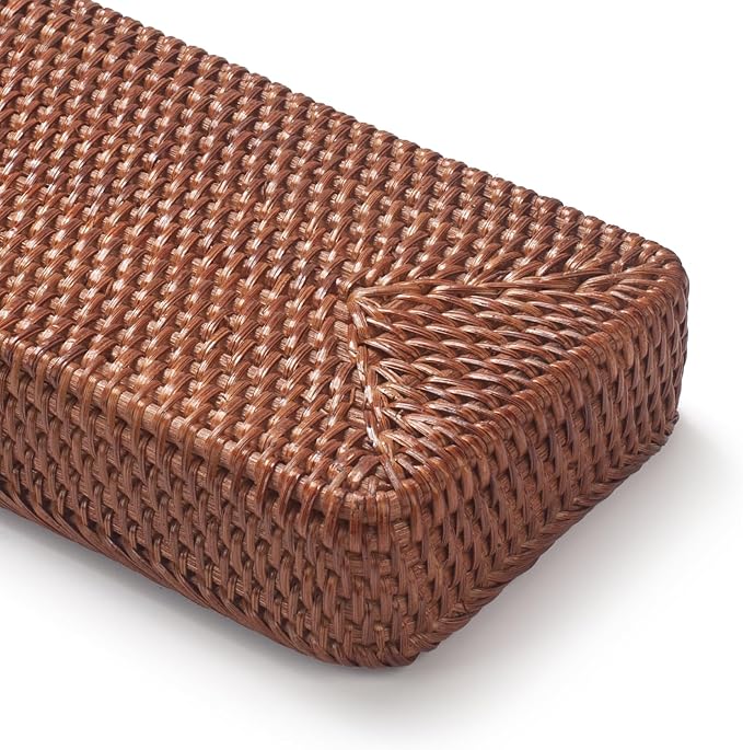 Rattan Bathroom Vanity Trays Toilet Tank Baskets Long Narrow Hand Towel Storage - Image 5