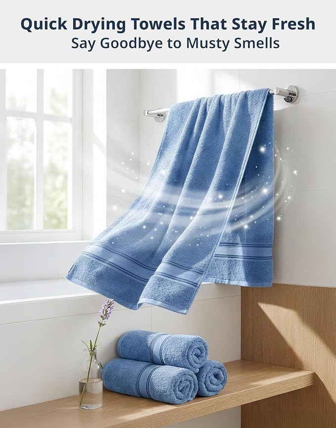 LANE LINEN 100% Cotton 4 Pack Bath Towels - Image 7