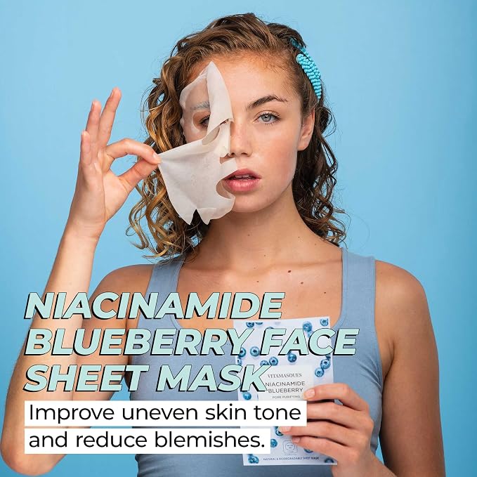 Vitamasques Niacinamide Blueberry Face Sheet Mask 7 Pack - Image 2