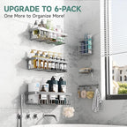 Veken Shower Caddy 6-Pack, Advanced Rustproof Design, No Drilling Adhesive - Image 4