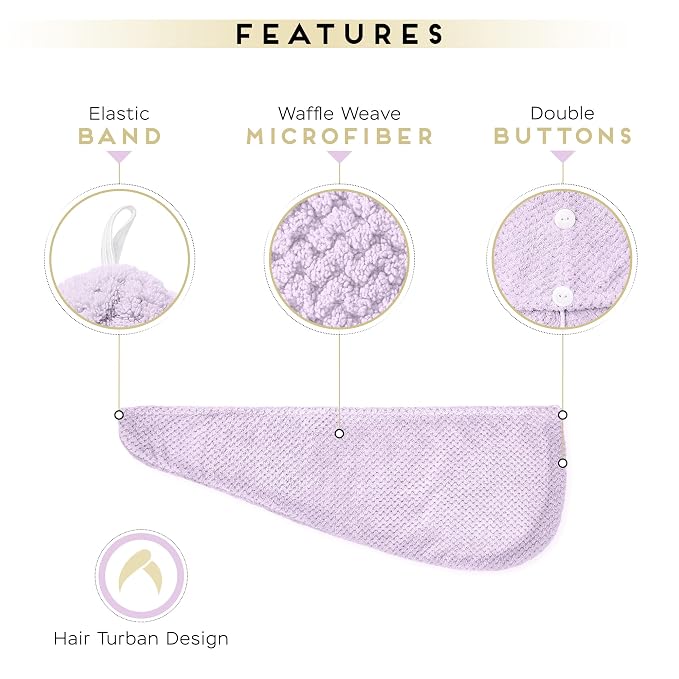 SimpleField 2 Pack Microfiber Hair Towel Wrap - Image 3