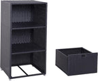 Outsunny Valet Pool Towel Rack, Waterproof PE Plastic Rattan Wicker Storage - Image 7