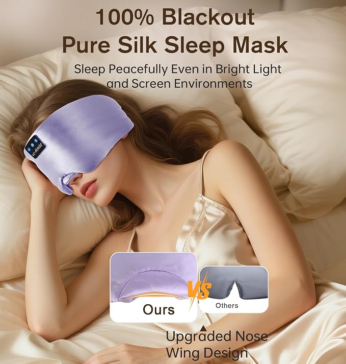 LC-dolida Luxurious Silk Soft Sleep Mask, Sleep Headphones - Image 6