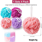 MTDLYICE Loofah for Women 75g 4 Pack, Bath Sponge Soft Mesh Shower Puff Loofah - Image 3