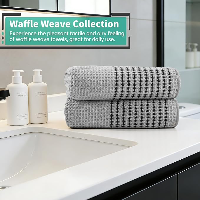 MICROFI New Microfiber Waffle Bath Towels, 2 Pieces, Fast Drying, Lint Free 430 - Image 6