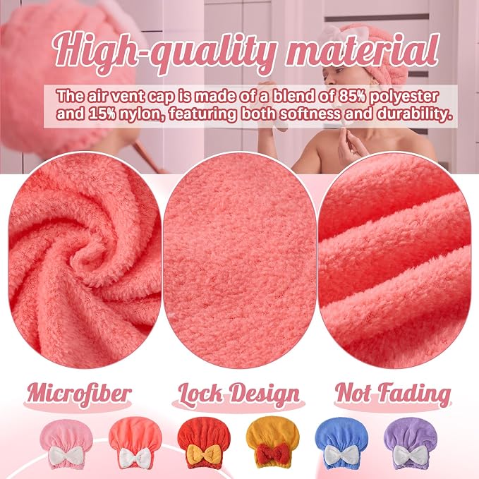 18 Pcs Hair Drying Caps with Cute Bow Fast Drying Soft and Absorbent Wet Hair - Image 4