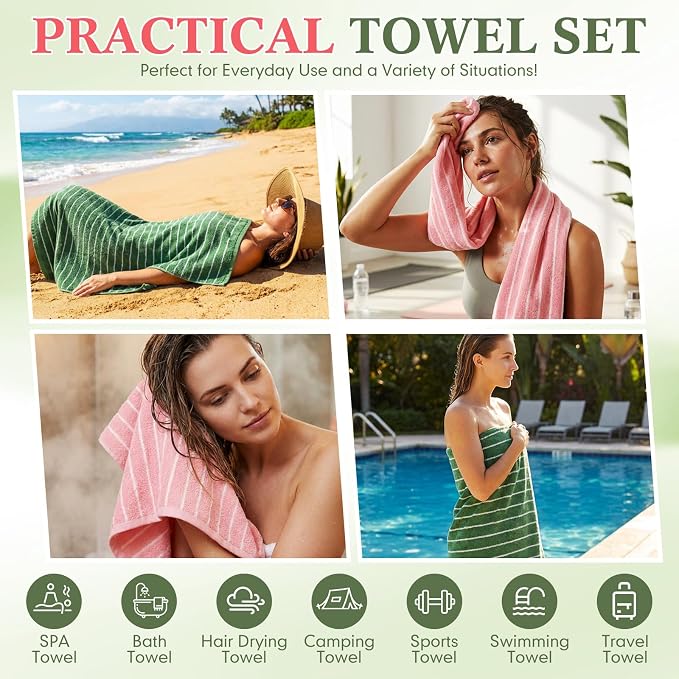 6 Pcs Large Bath Towels Set 28x55 Inch Soft Cotton Towels - Image 7