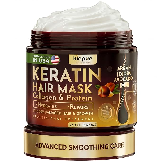 Keratin Hair Mask for Dry, Damaged or Long Hair by KinpurOrganicCosmetics