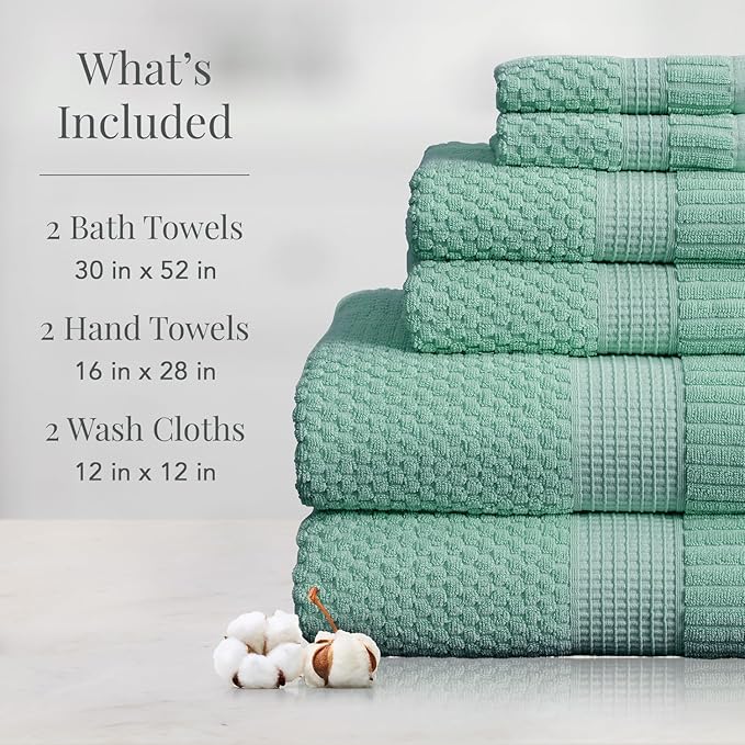 NY Loft 100% Cotton Towel Set 6 Piece | Super Soft & Absorbent Quick-Dry 2 Bath - Image 2