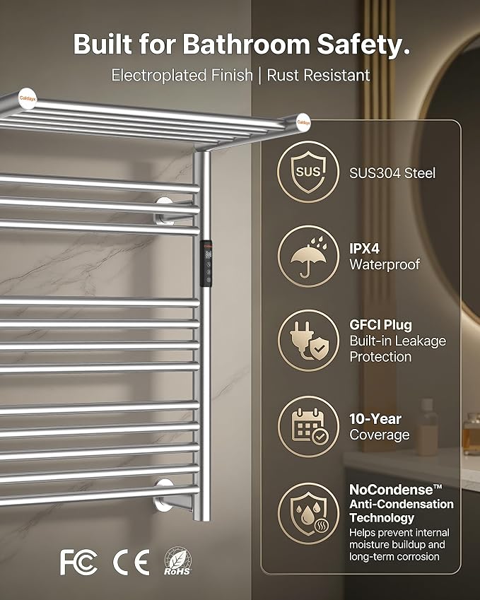High-Density Foldable Heated Towel Rack, Smart Dual-Zone App/Voice Control - Image 4