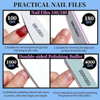 FANDAMEI Manicure Set, Nail Tools, Files 100/180, Buffer Block, Cuticle Nippers - Image 2