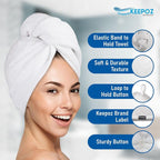 KEEPOZ 100% Cotton Hair Towel Wrap Quick Dry Super Absorbent Turban Head Wrap - Image 4